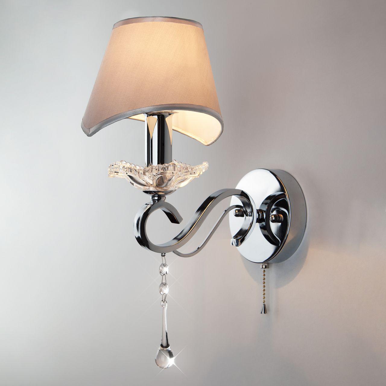 Бра Eurosvet Kelly 10085/1 хром/прозрачный хрусталь Strotskis