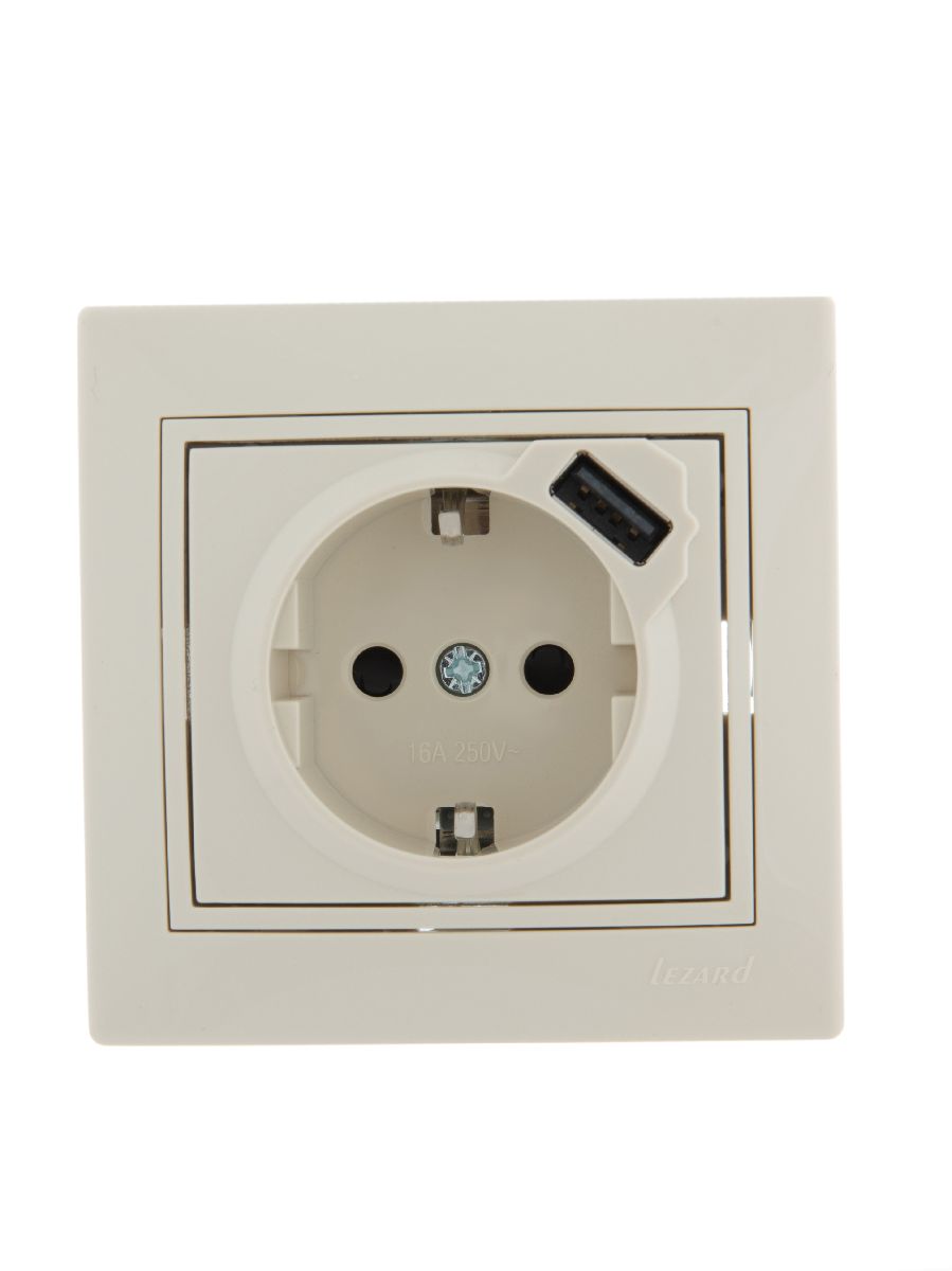 Розетка с/з + USB Lezard Mira 701-0303-181