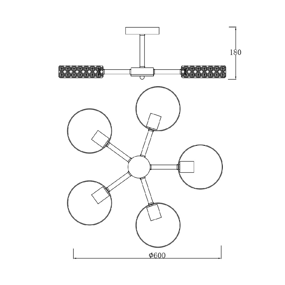Люстра на штанге Escada Banjo 679/5P Black