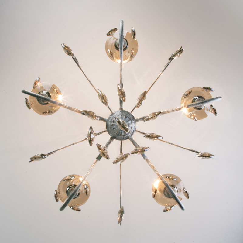 Подвесная люстра Eurosvet 10104/5 белый с золотом/тонированный хрусталь Strotskis