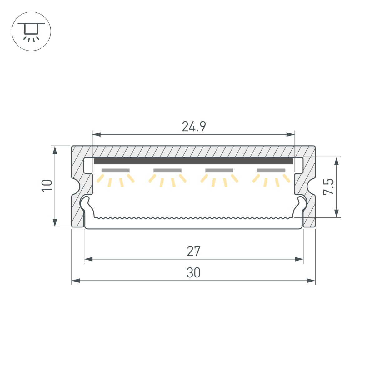 Профиль Arlight LINE-3010-2000 ANOD (Алюминий) 061543