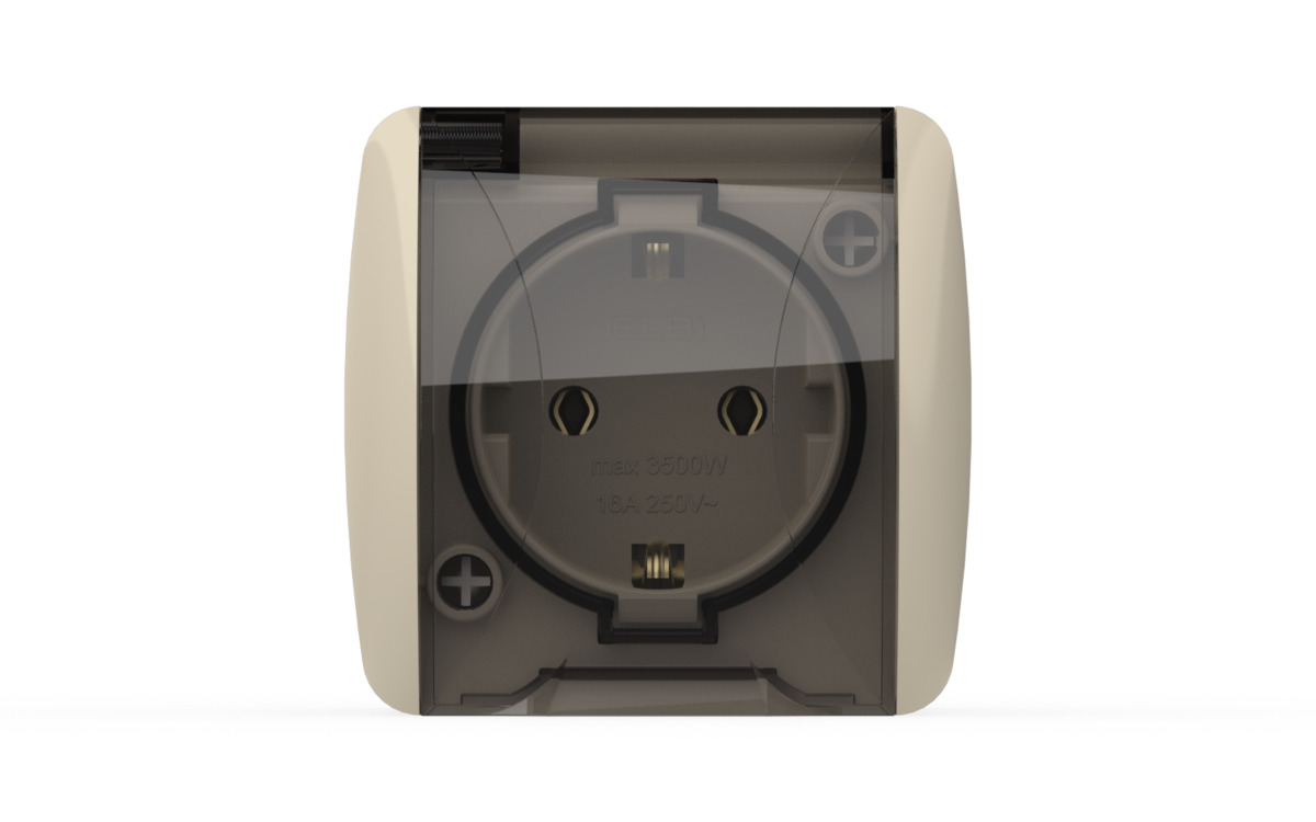 Розетка с заземлением и крышкой ELBI Alsu 504-000315-218