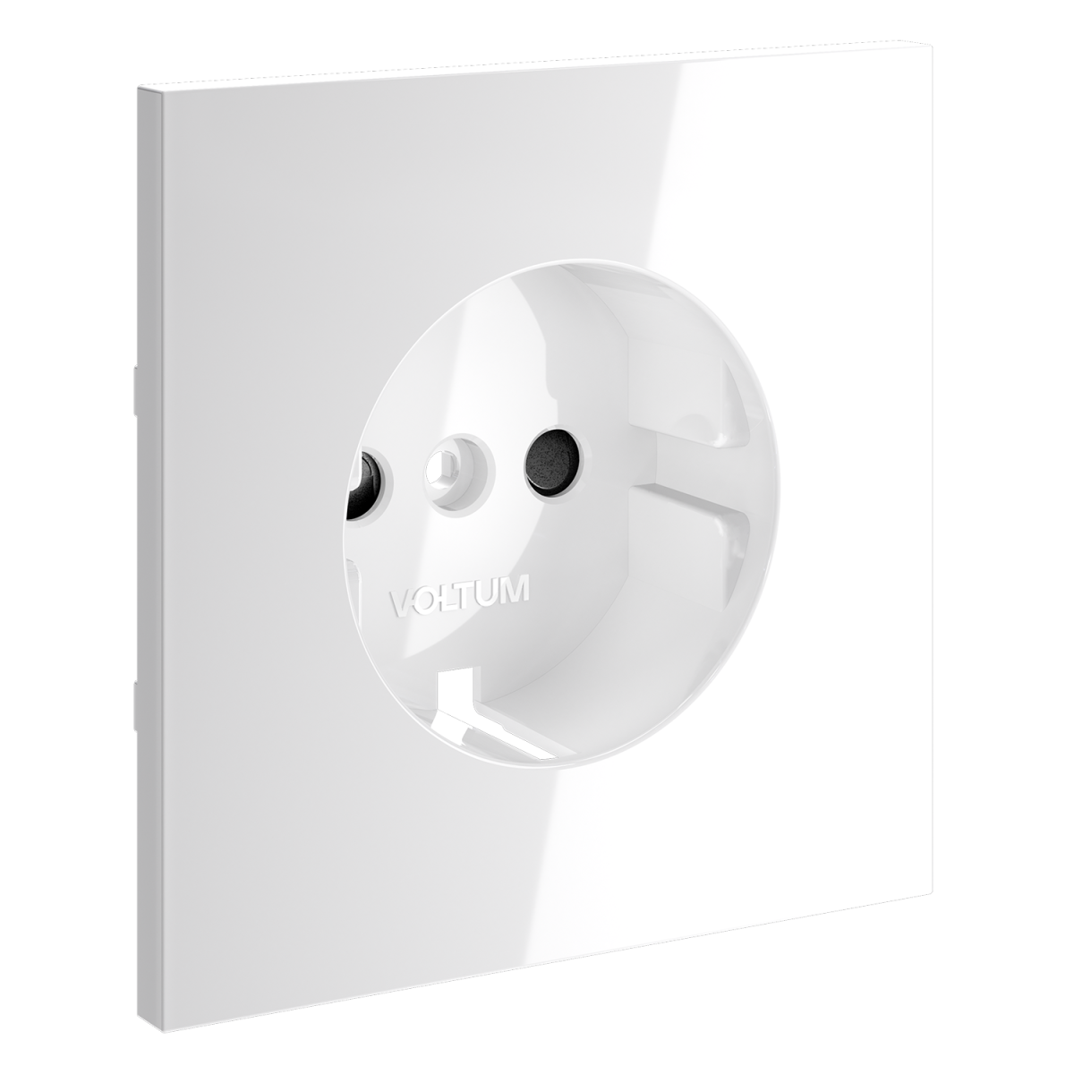 Накладка для розетки с заземлением и защитными шторками Voltum S70 (белый глянцевый) VLS000701