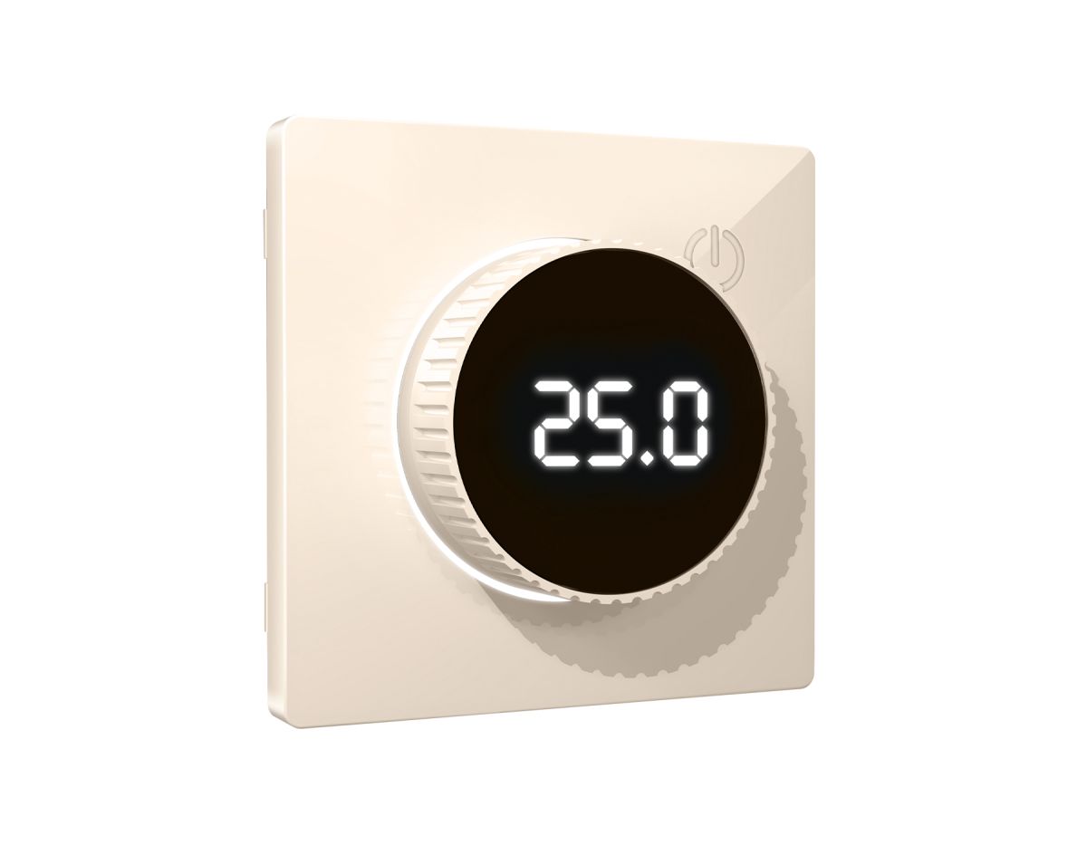 Лицевая панель Alfa (Бежевый глянец) для терморегулятора теплого пола с цифровым дисплеем Quant Ambrella Volt AP3058