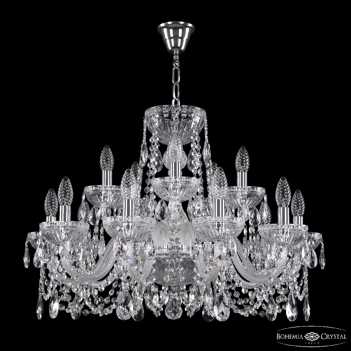 Подвесная люстра Bohemia Ivele Crystal 5402/10+5/240 Ni Clear/M-1G