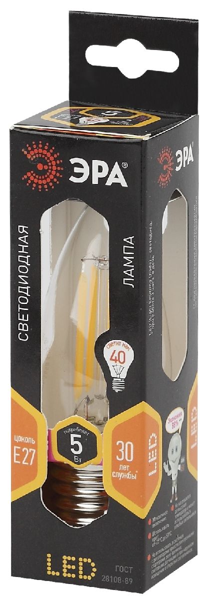 Лампа светодиодная Эра E27 5W 2700K F-LED B35-5W-827-E27 Б0027933