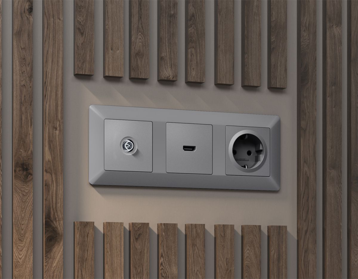 Комплект механизма TV розетки оконечной экранированной 5-1000MHz 3dB Alfa Сталь матовый Quant Ambrella Volt MA513005 (AP5130, VM199)