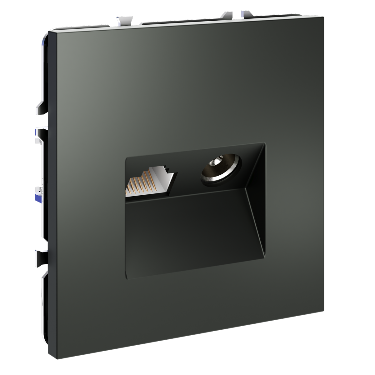 Розетка телевизионная встраиваемая Voltum S70 TV+RJ45 кат. 6, (титан) VLS060706