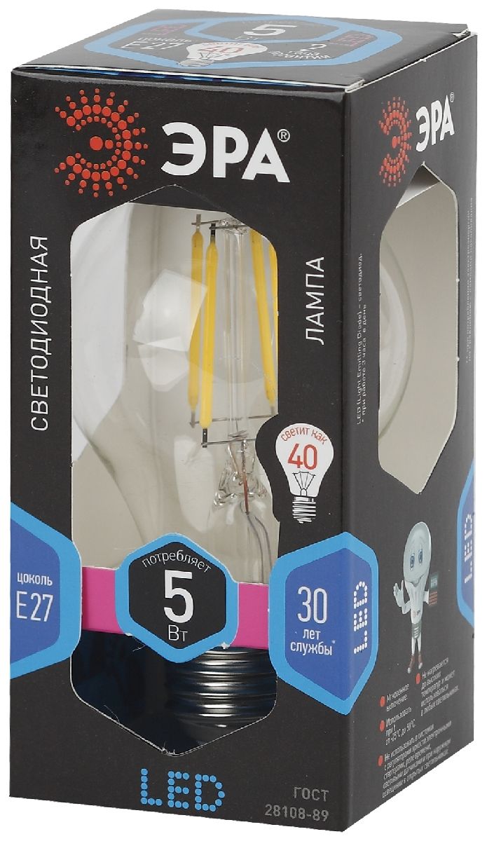 Лампа светодиодная Эра E27 5W 4000K F-LED A60-5W-840-E27 Б0019011