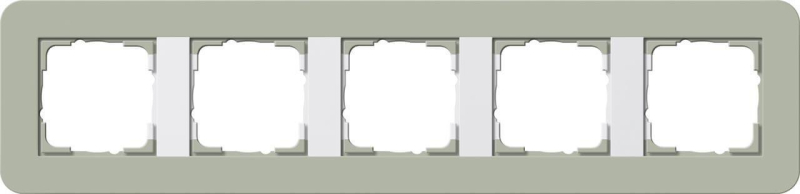 Рамка 5-постовая Gira E3 серо-зеленый/белый глянцевый 0215415