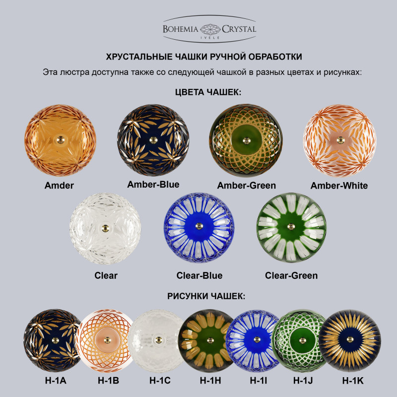 Подвесная люстра Bohemia Ivele Crystal 1308/8/195 G Am/Amber-Blue/H-1J