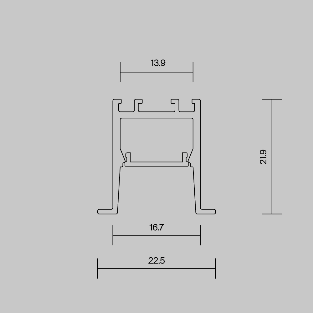 Алюминиевый профиль встраиваемый скрытого монтажа 22x22 Maytoni Led Strip ALM-2222-B-2M 632013