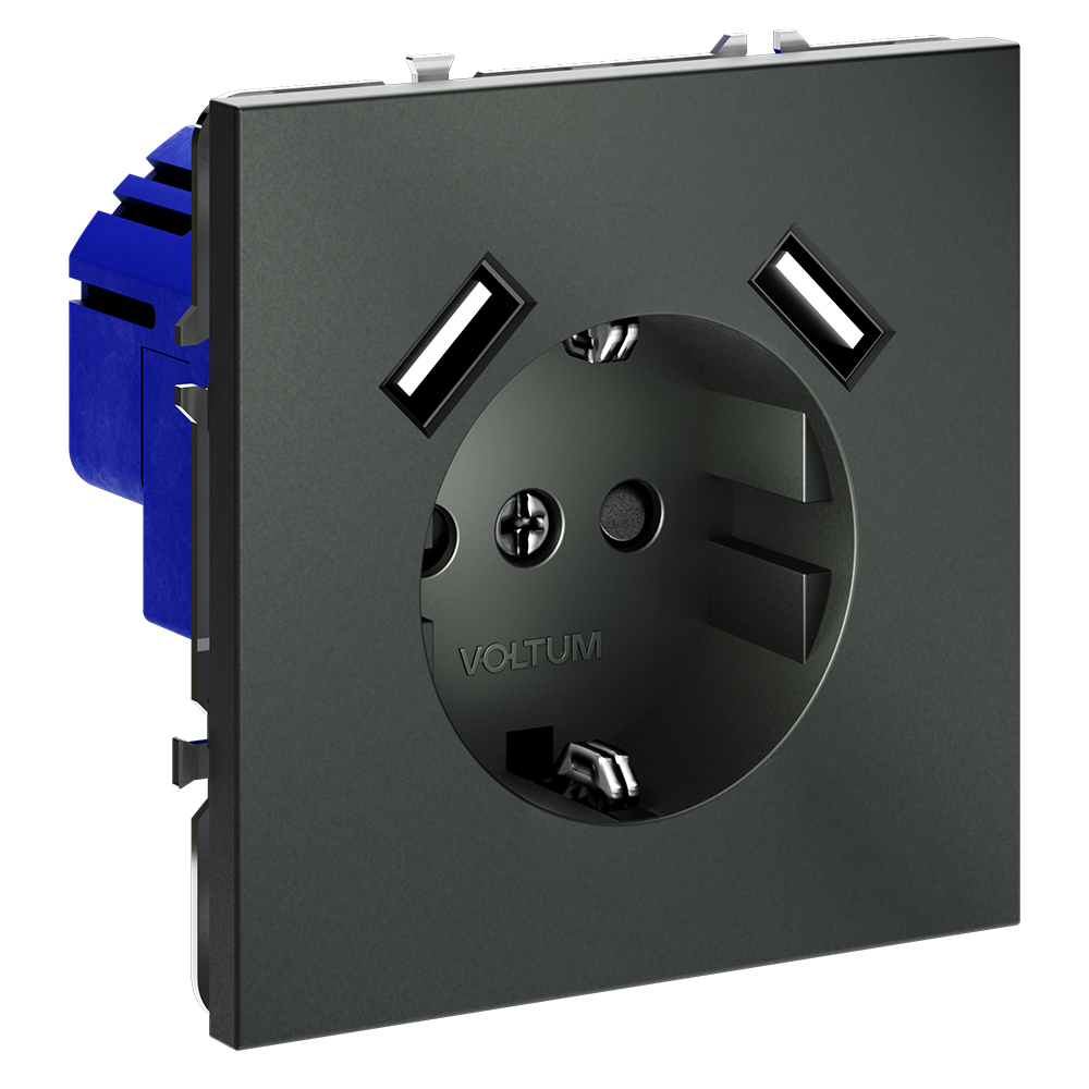 Розетка с USB, А+А Voltum S70 VLS040406 (титан)