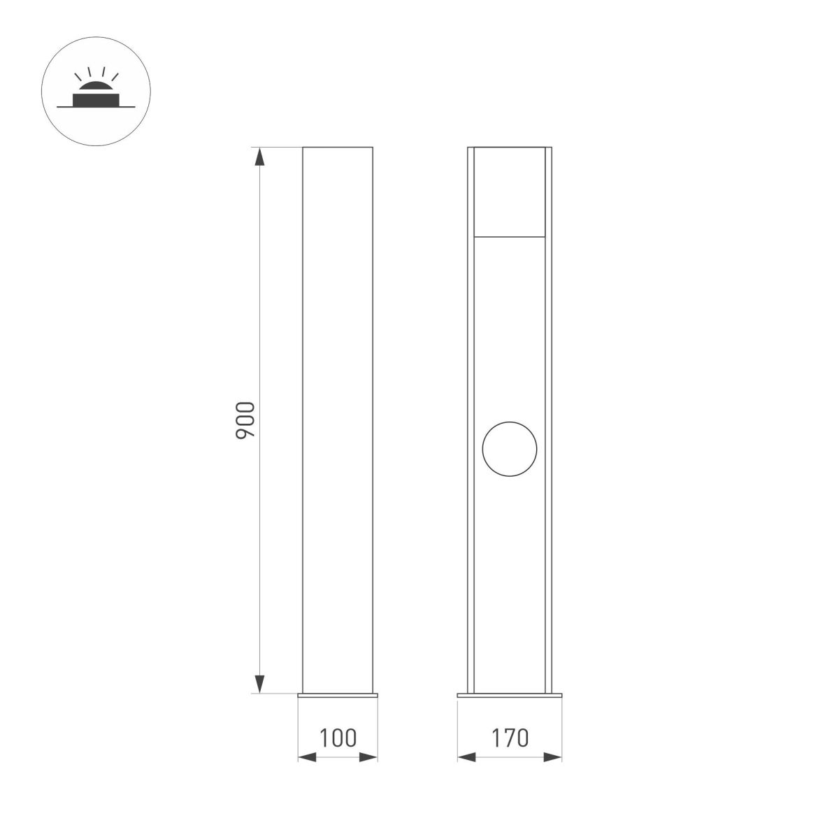 Ландшафтный светильник Arlight LGD-SEKVOYA-BOLL-SOCKET-H900-11W Warm3000 (BK, 120 deg, 230V) 050734