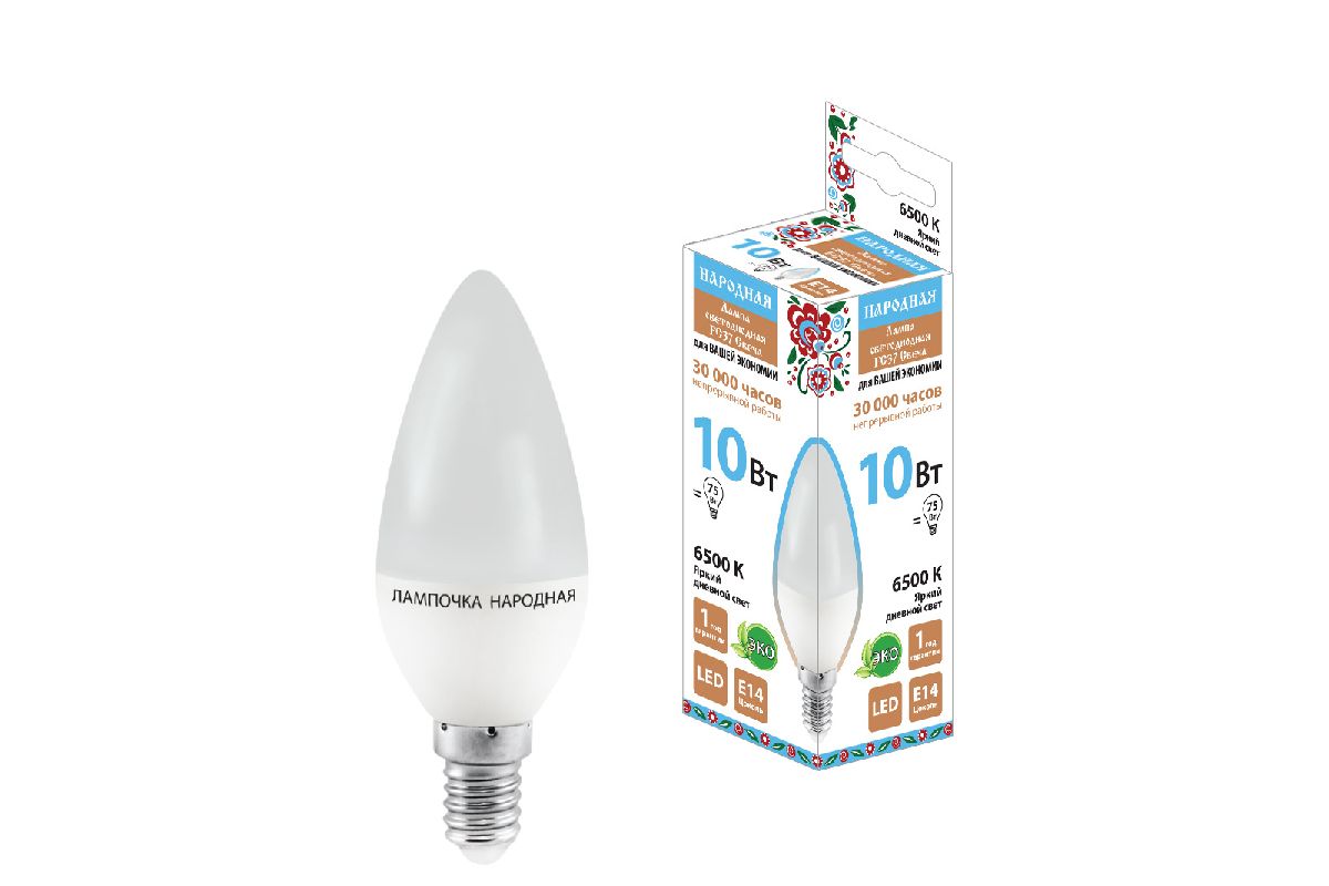 Лампа светодиодная TDM Electric Народная Е14 10W 6500K матовая SQ0340-1596