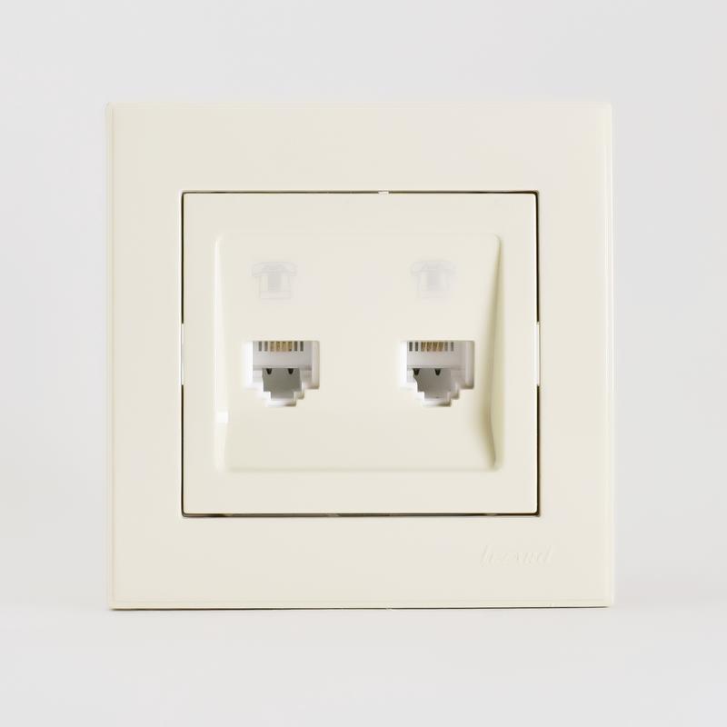 Розетка телефонная двойная евро Lezard Rain 703-0303-138