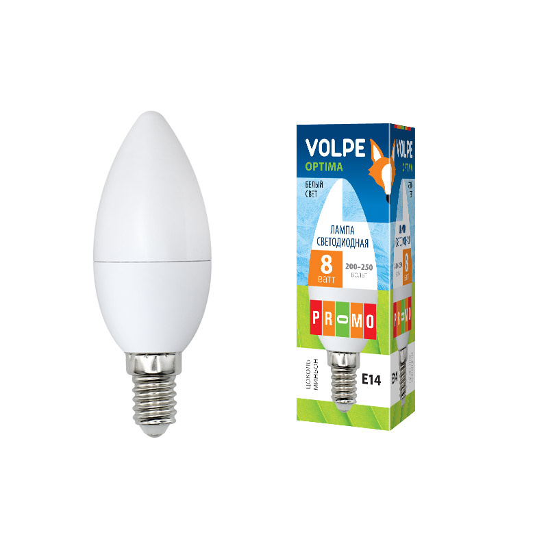 Лампа светодиодная (UL-00001767) Volpe E14 8W 4000K матовая LED-C37-8W/NW/E14/FR/O