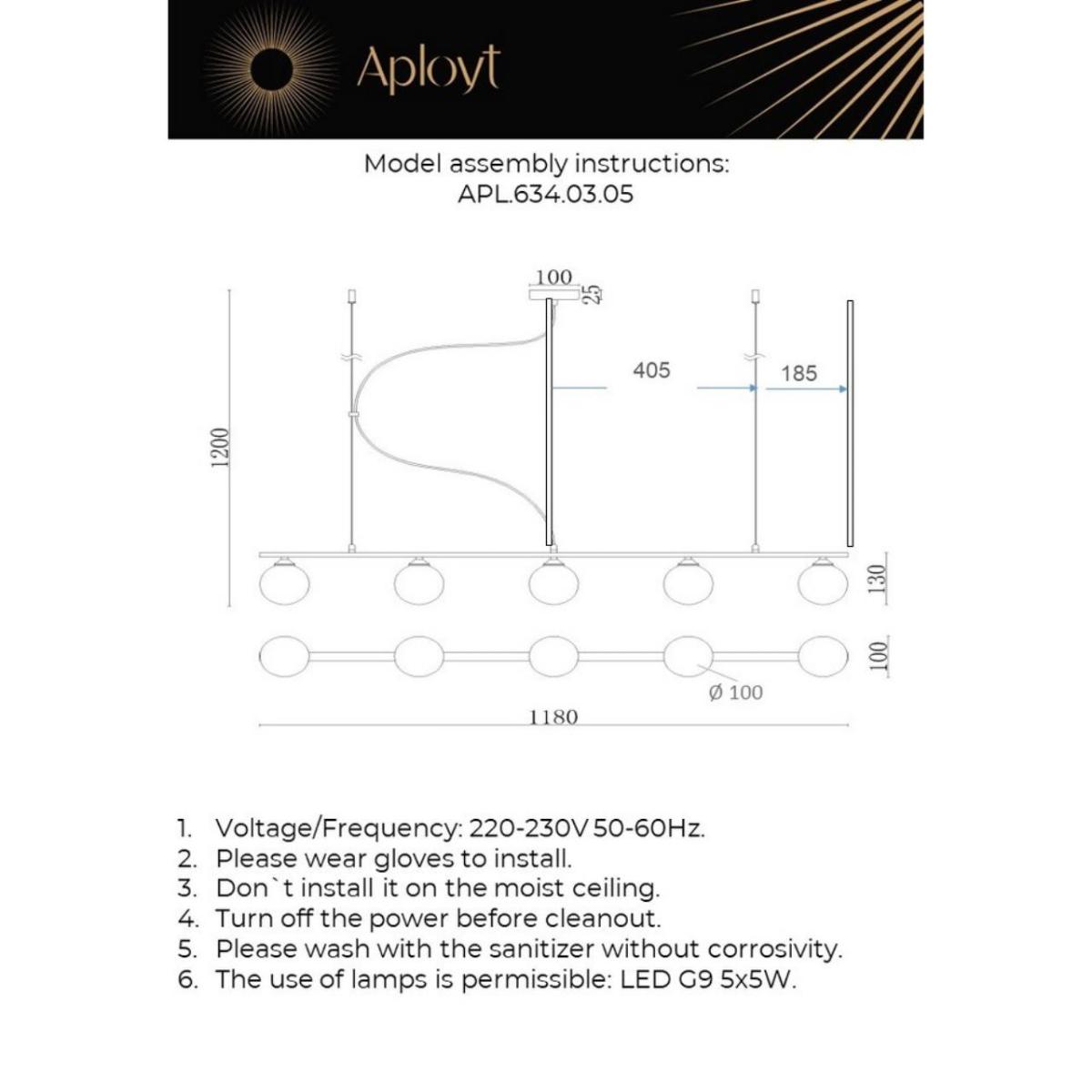 Подвесная люстра Aployt Sylwia APL.634.03.05