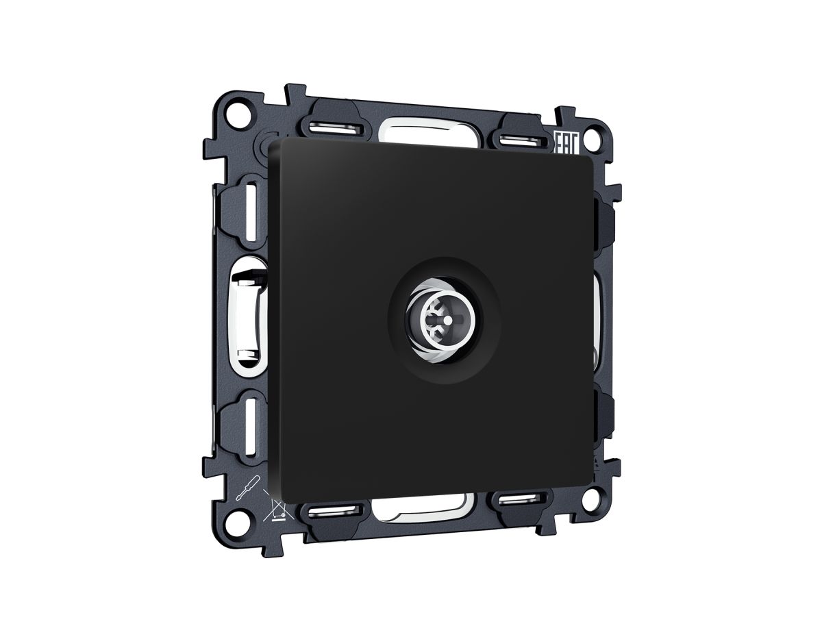 Комплект механизма TV розетки оконечной экранированной 5-1000MHz 3dB Alfa Черный матовый Quant Ambrella Volt MA813005 (AP8130, VM199)