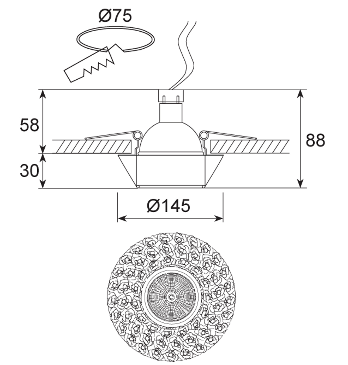 Встраиваемый светильник Donolux N1628-White+silver