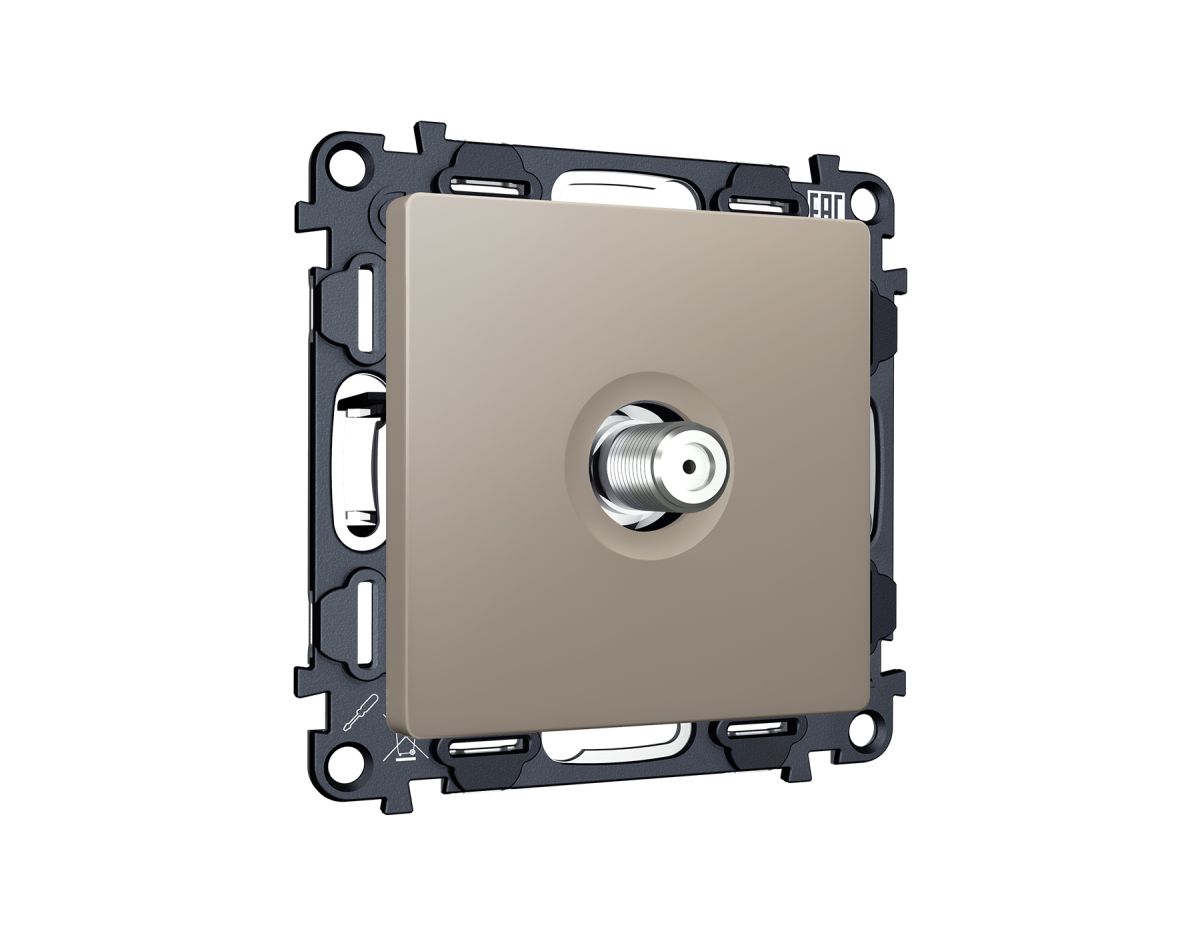 Комплект механизма TV розетки SAT 5-2400MHz 3.5dB Alfa Серо-бежевый матовый Quant Ambrella Volt MA373050 (AP3730, VM215)