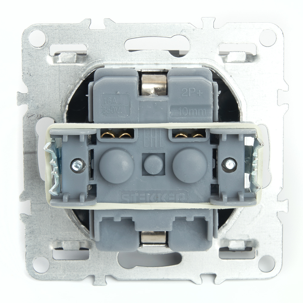 Розетка 1-местная с/з с защитной шторкой Stekker Эрна PST16-9112-03 49156