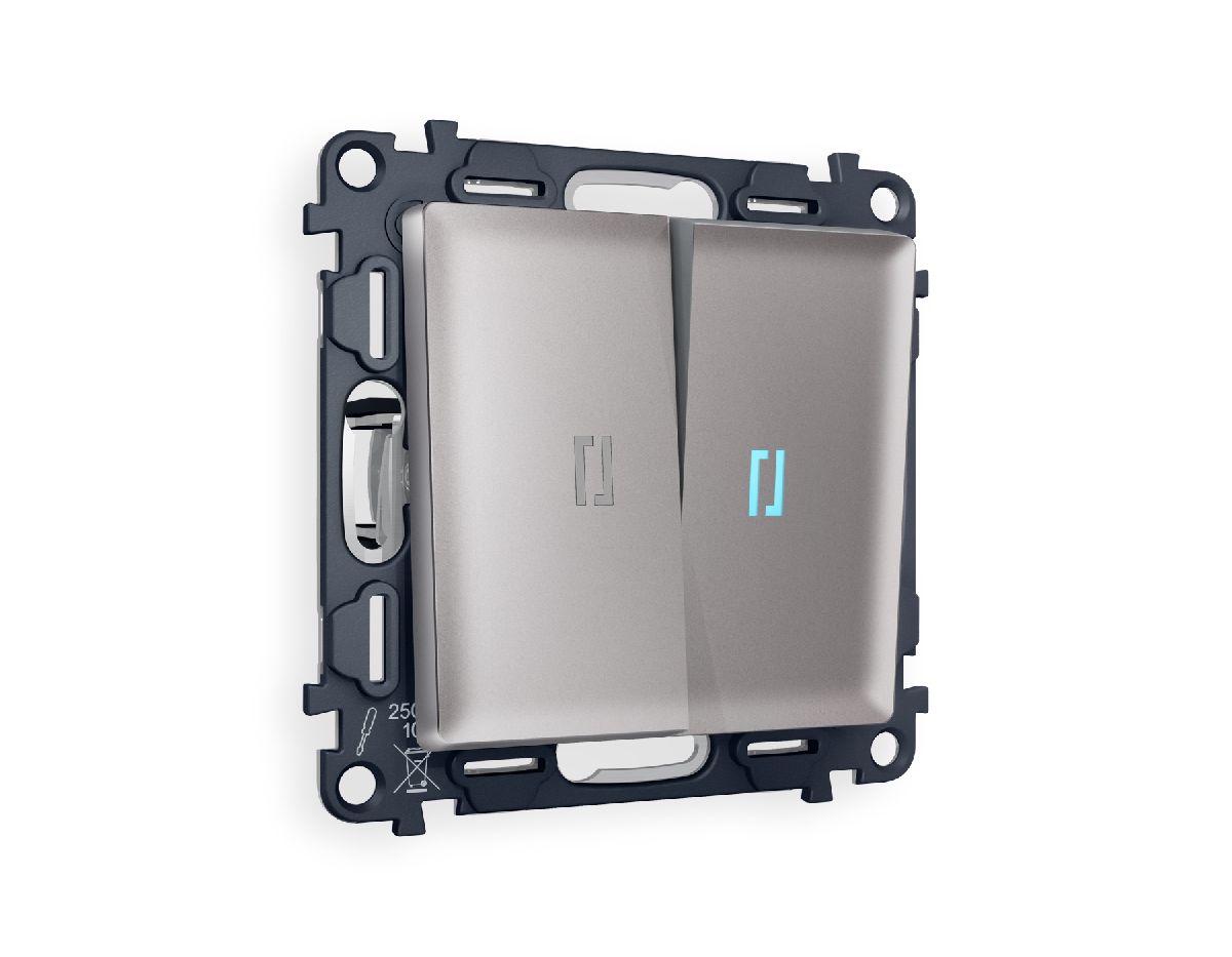 Комплект механизма 2-кл проходного выключателя с подсветкой Ambrella Volt Alfa MA504040