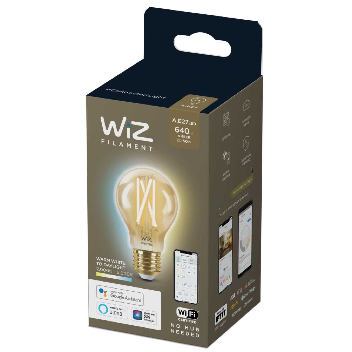 Умная светодиодная лампа Wiz Wi-Fi BLE50WA60E27920-50Amb1PF/6 E27 7W 2700/6500K 929003017401