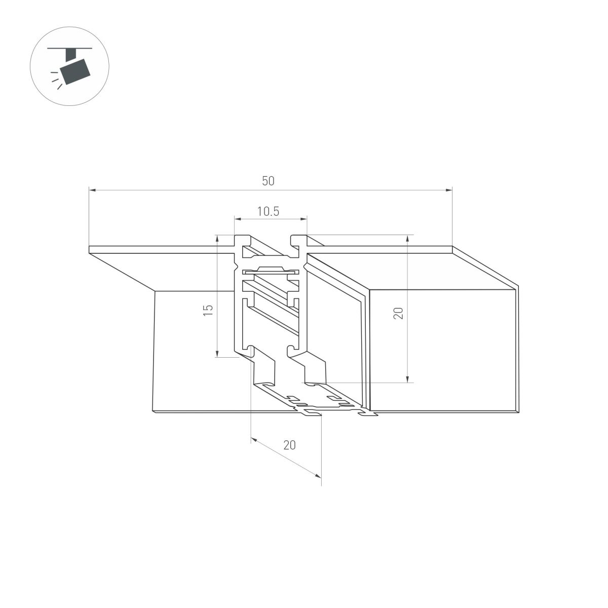 Коннектор угловой для встраиваемого магнитного шинопровода Arlight MAG-MICROCOSM-CON-FDW-L90-INT (WH) (IP20 Металл) 062721