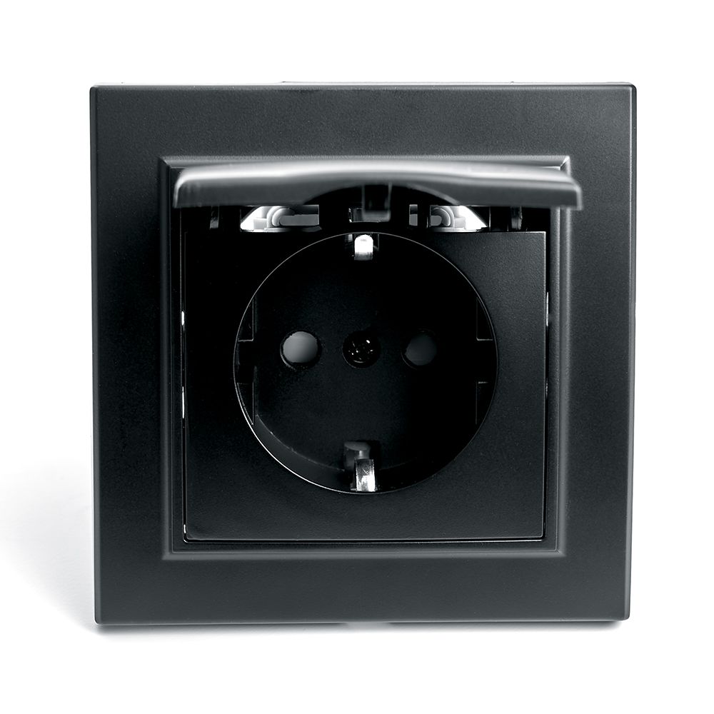 Розетка 1-местная с крышкой Stekker PST16-9012-03 с защитной шторкой 39481