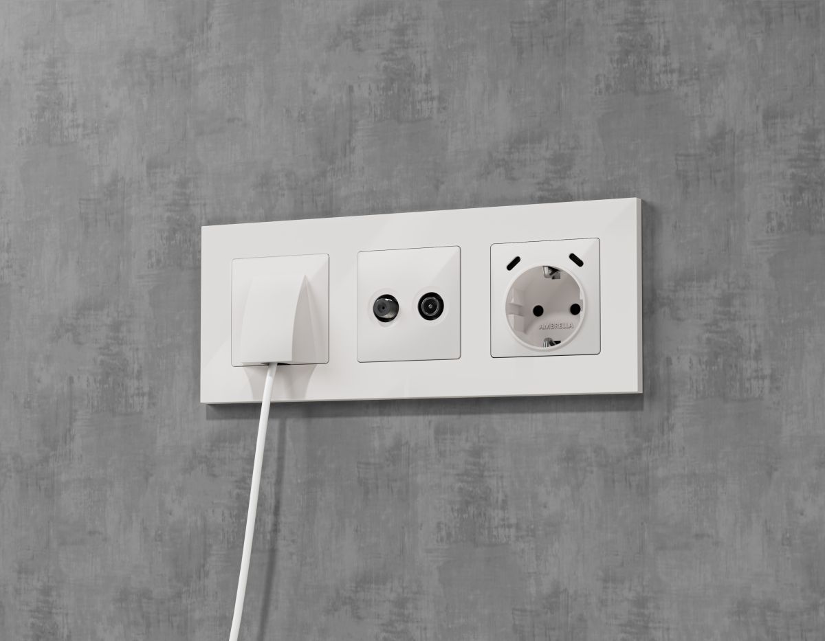 Комплект механизма электрической розетки 2USB С+C 20W с/з на винтовых зажимах 16A-250V Alfa Белый глянец Quant Ambrella Volt MA110510 (AP1105, VM165)