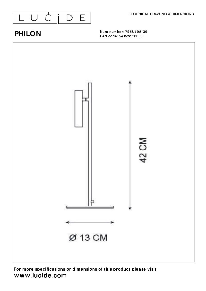 Настольная лампа Lucide Philon 79581/05/30