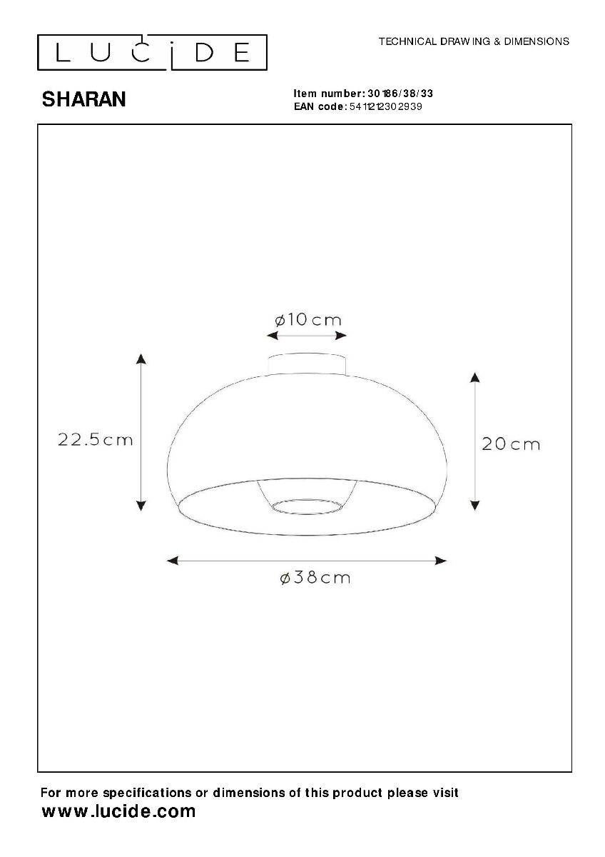 Потолочный светильник Lucide Sharan 30186/38/33