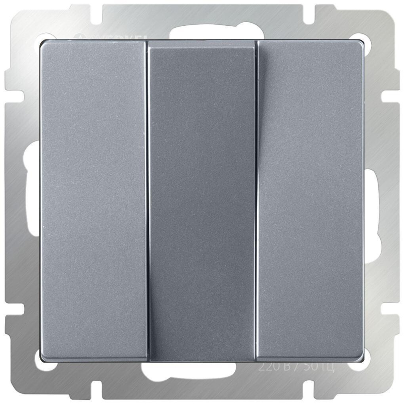 Выключатель трехклавишный Werkel серебряный WL06-SW-3G 4690389111013