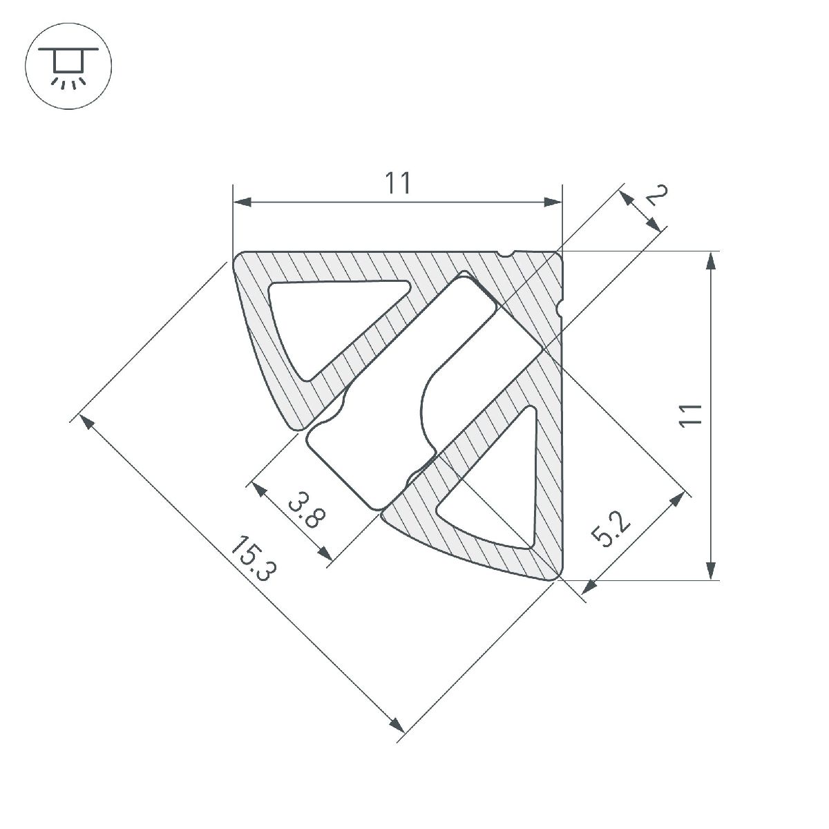 Алюминиевый профиль Arlight SL-KANT-H11-2000 ANOD BLACK 044086