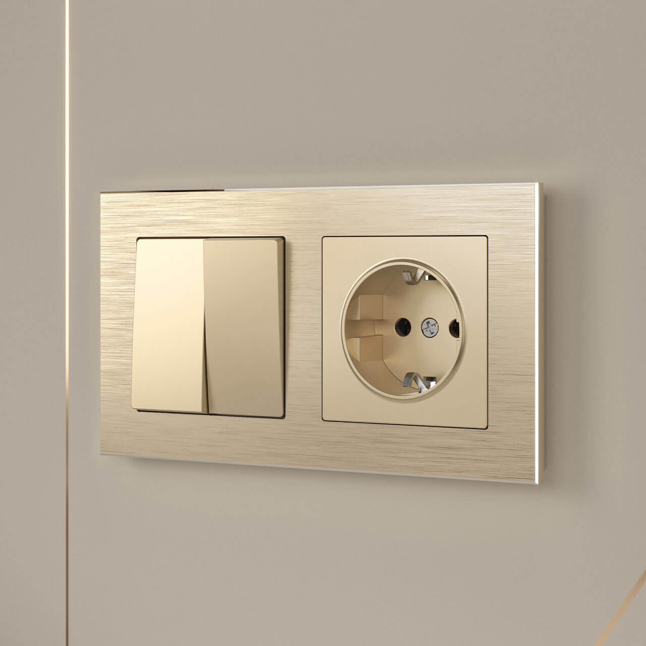 Выключатель двухклавишный проходной Werkel шампань W1122011 4690389157141