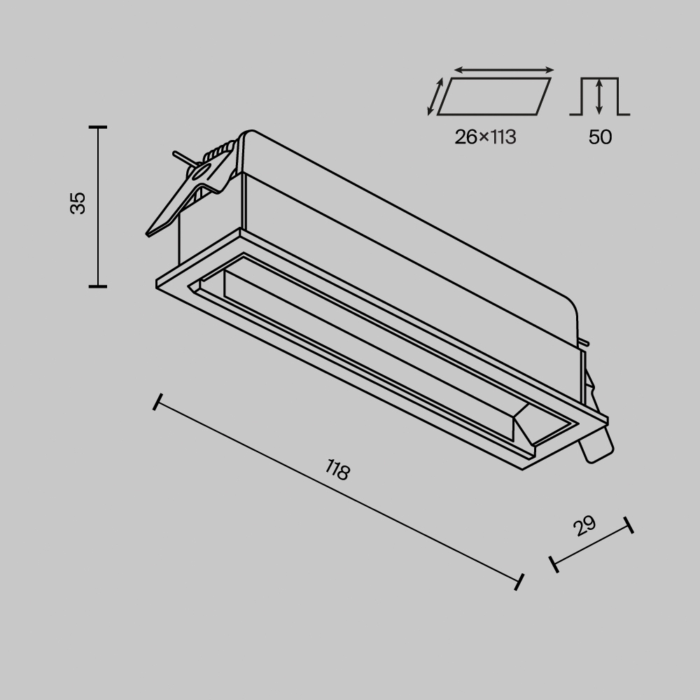 Встраиваемый светильник Maytoni Parete DL100-6W2.7-3-4K-B
