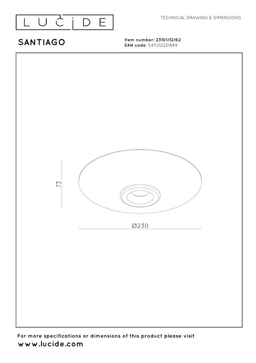 Потолочный светильник Lucide Santiago 23101/12/62