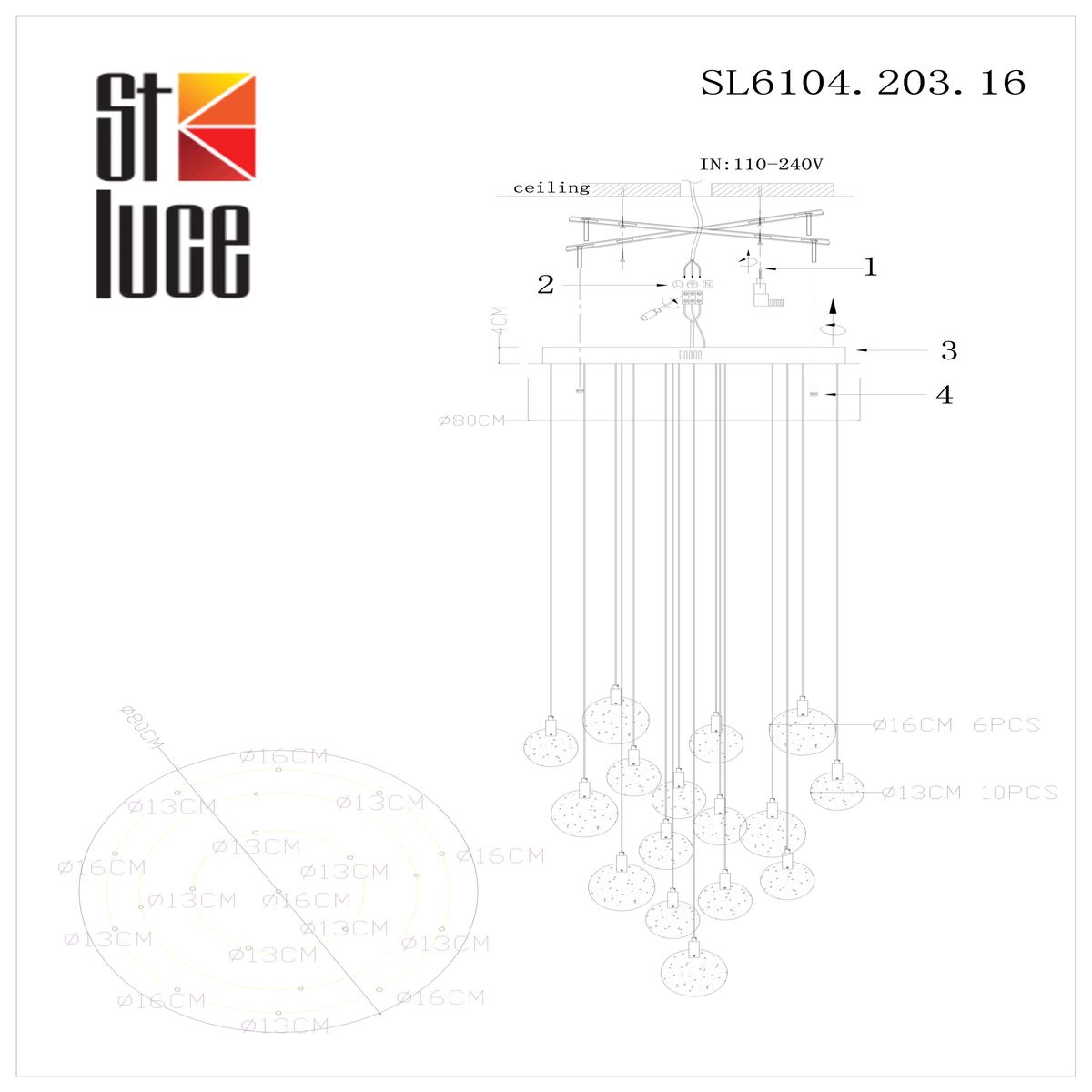 Подвесная люстра ST Luce Montecelio SL6104.203.16