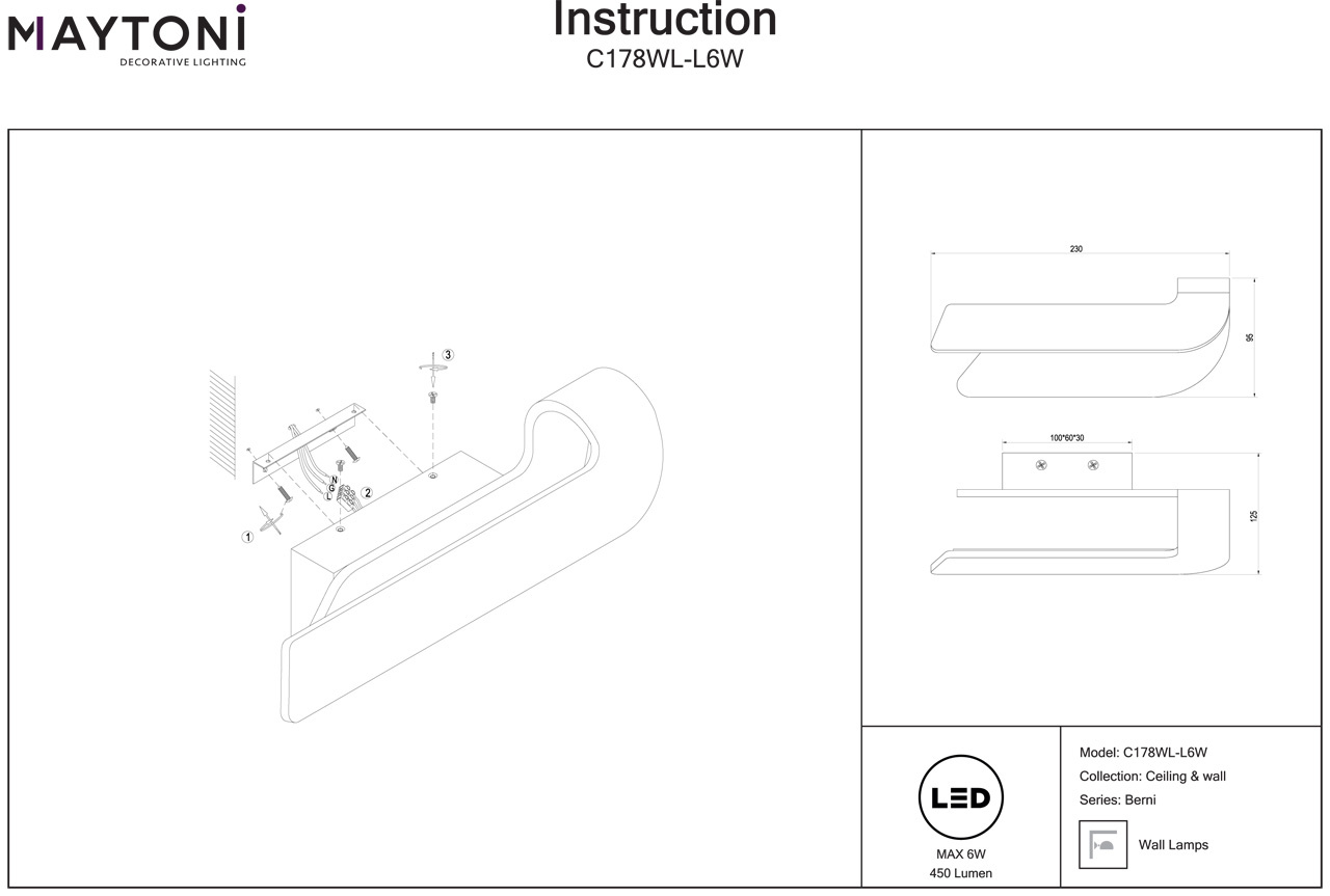 Бра Maytoni Berni C178WL-L6W