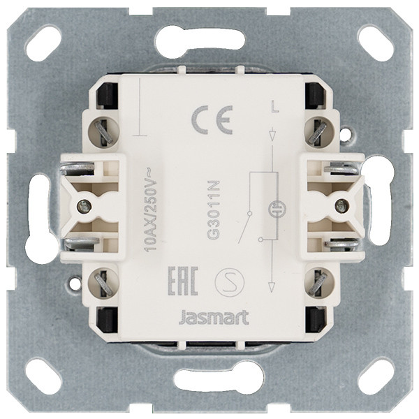 Выключатель одноклавишный со светодиодом 10A 250V с накладкой, цвет Тауп Jasmart G3011NT