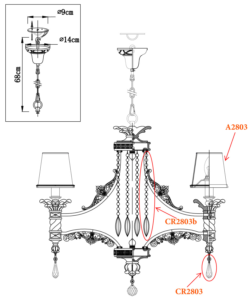 Подвесная люстра Odeon Light Peta 2803/6
