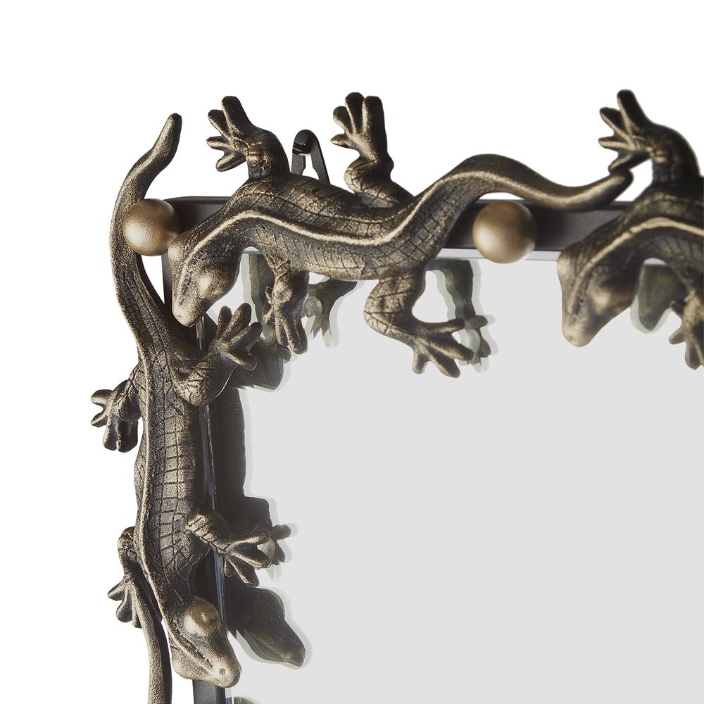 Зеркало Runden Ящерицы патина/золото прямоугольное V20011