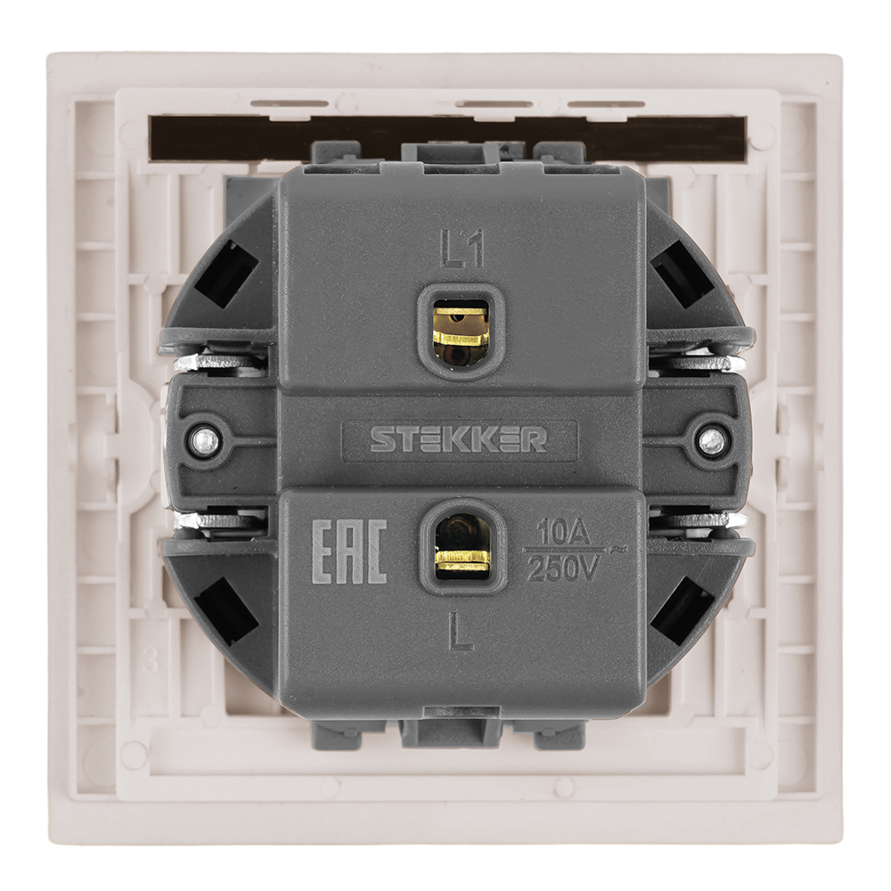 Выключатель 1-клавишный (механизм) Stekker Мия 250В 10А RSW10-3103-08 пудровый жемчуг 50472