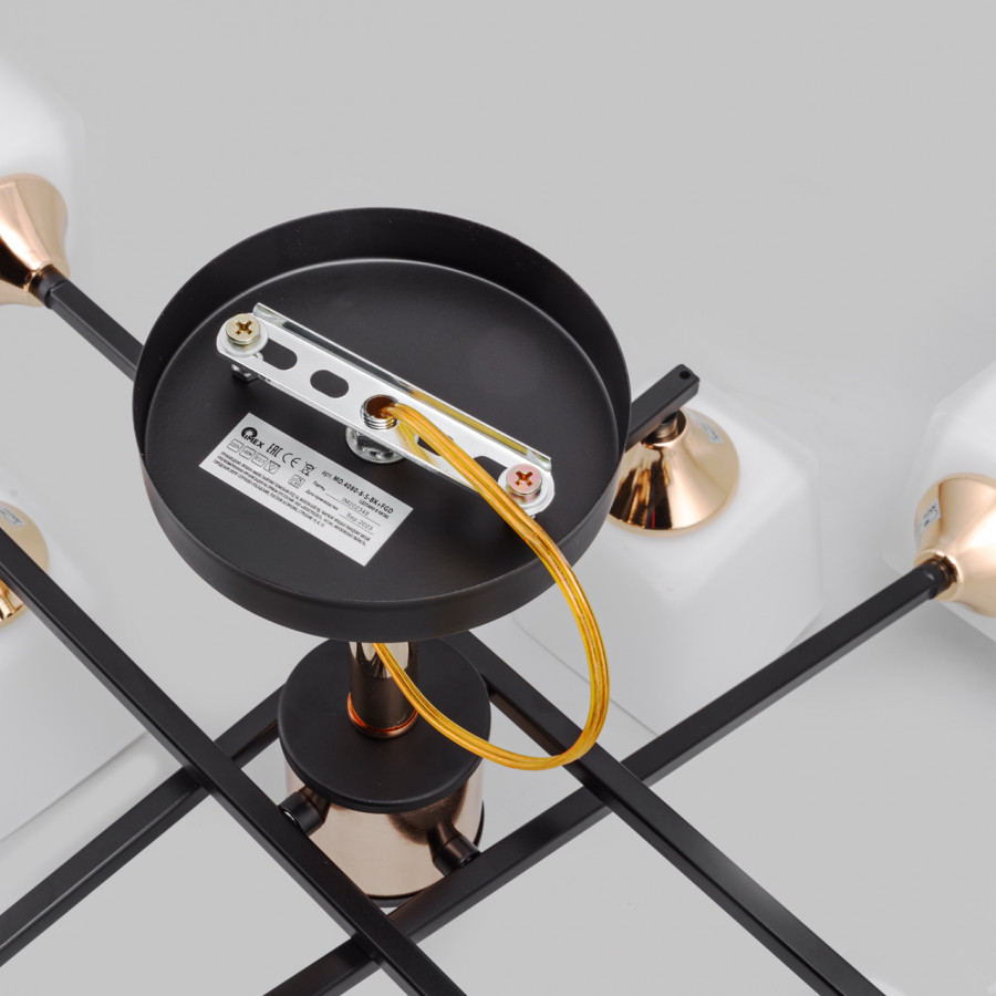 Люстра на штанге IMEX MD.4080-8-S-BK+FGD