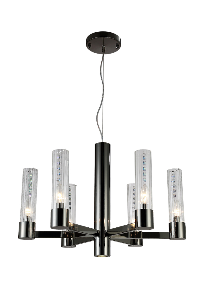 Подвесная люстра Crystal Lux OTONO SP6+1 BLACK CHROMIUM/TRANSPARENTE