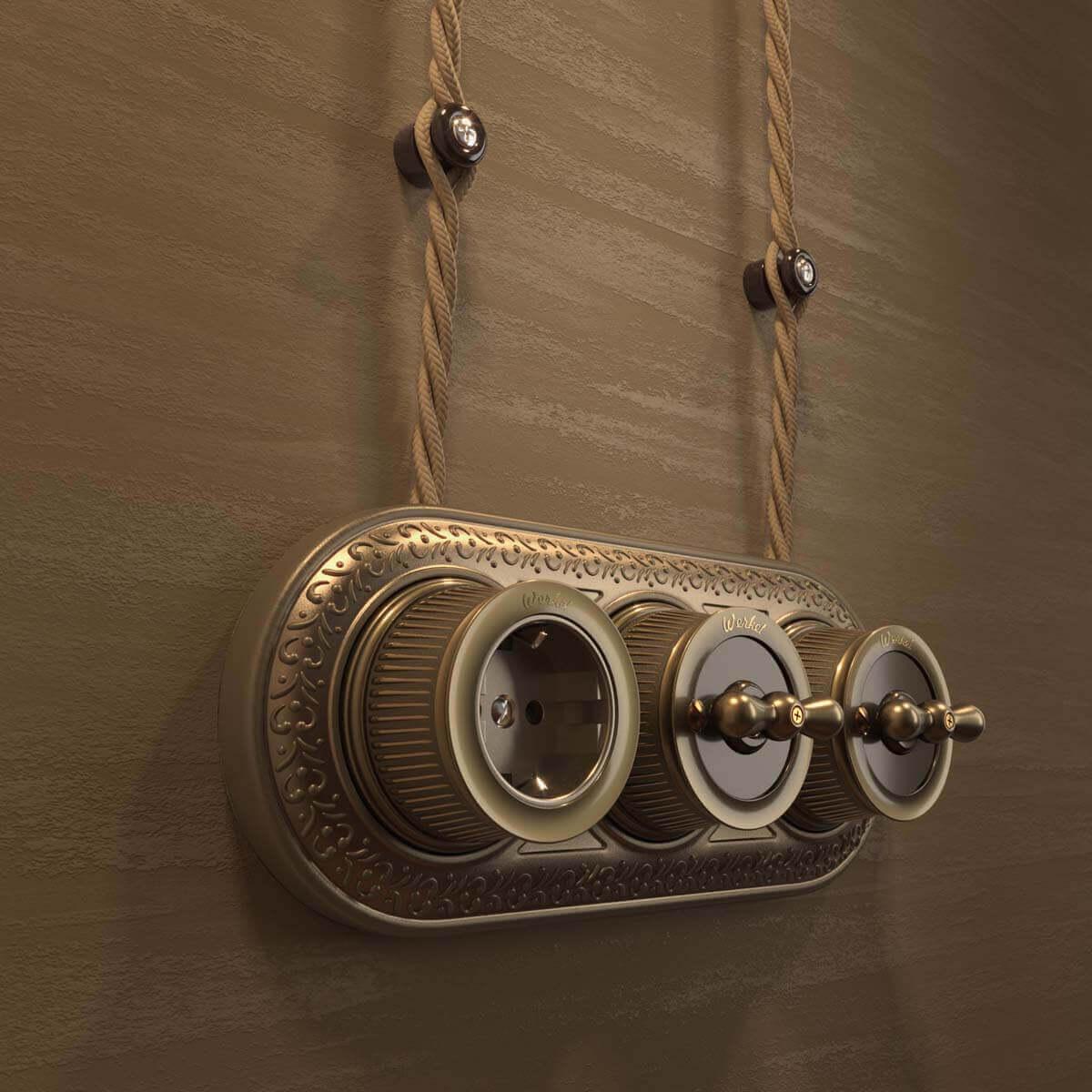 Розетка Werkel с заземлением и шторками бронзовый W5771112 4690389166662