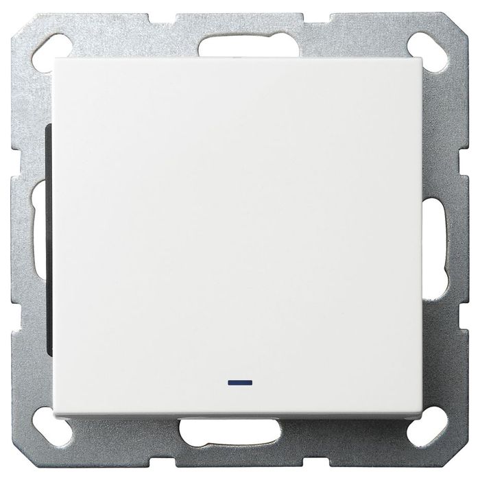 Выключатель одноклавишный со светодиодом Jasmart в комплекте с накладкой 10A 250V белый глянцевый G3011NW