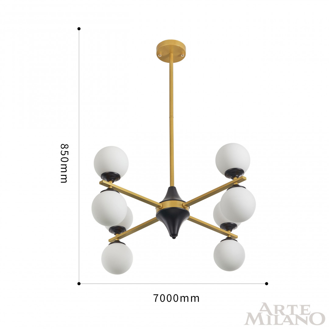 Люстра на штанге Arte Milano 271580/8 BK/GD