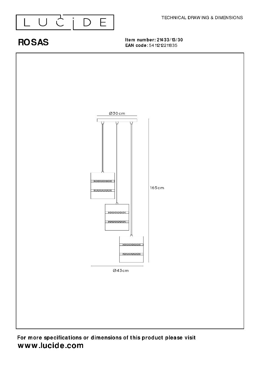 Подвесной светильник Lucide Rosas 21433/13/30
